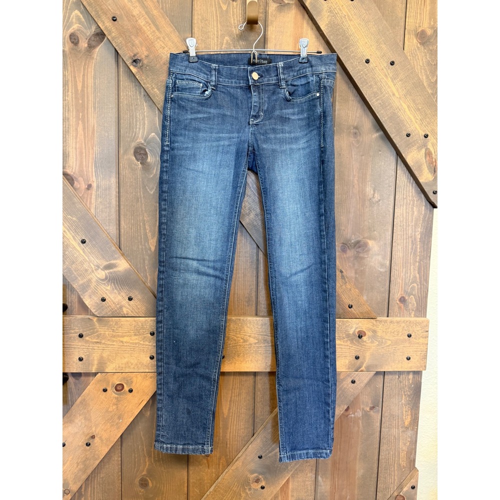 White House Black Market Skinny Jeans Women 0 Blue Good Noir Studded Pocket